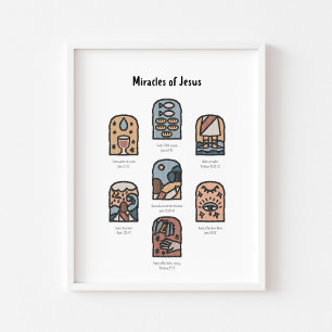 watercolor boho miracles of Jesus poster