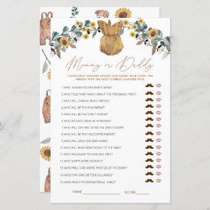 Watercolor Boho Mummy or Daddy Baby Shower Game