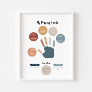 Watercolor Boho my praying hands poster