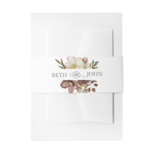 Watercolor Boho Neutral & Rose Wedding Invitation Belly Band