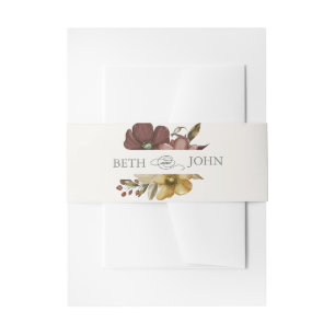 Watercolor Boho Neutral Wedding Invitation Belly Band