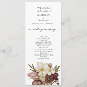 Watercolor Boho Neutral Wedding Program Menu