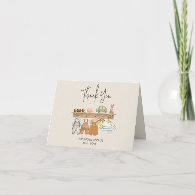 Watercolor  Boho Nursery Baby Shower Thank You  Card (Front)