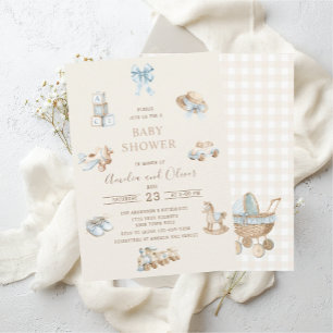 Watercolor Boho Nursery boy baby shower Invitation