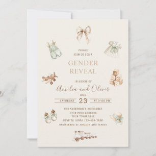 Watercolor Boho Nursery gender reveal baby shower Invitation