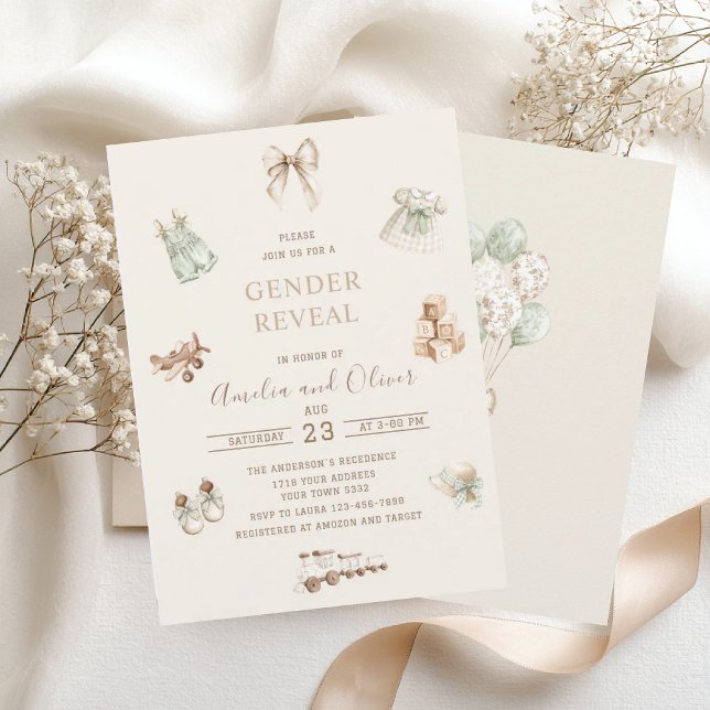 Watercolor Boho Nursery gender reveal  baby shower Invitation (Creator Uploaded)