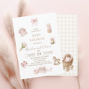 Watercolor Boho Nursery girl baby shower Invitation