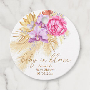 Watercolor boho pampas grass - Baby shower Favour Tags