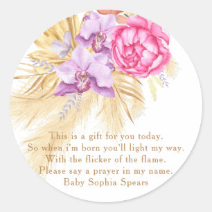 Watercolor boho pampas grass - prayer candel label