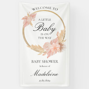 Watercolor Boho Pink Baby Shower  Banner