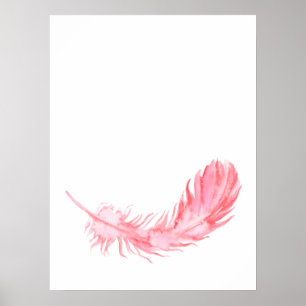 Watercolor Boho Pink Feather Print