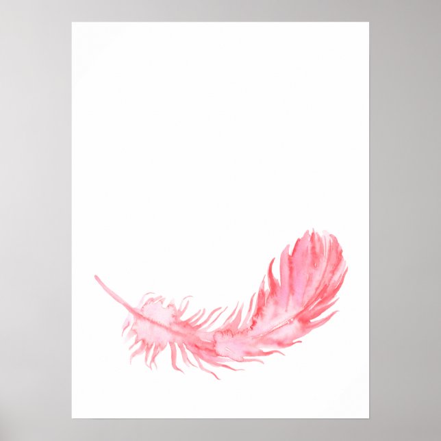 Watercolor Boho Pink Feather Print (Front)