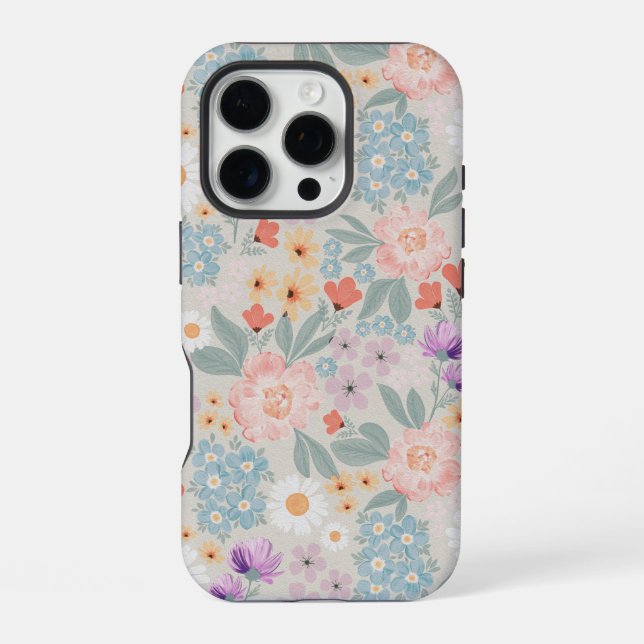 Watercolor Boho Pink Floral iPhone Case (Back)