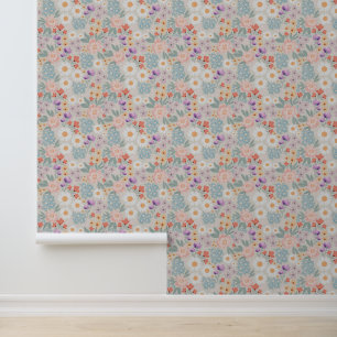 Watercolor Boho Pink Floral Wallpaper