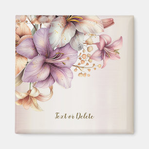 Watercolor Boho Pink Flowers Elegant Stylish Magnet