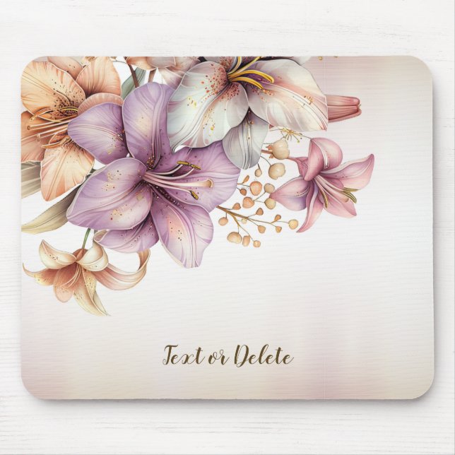 Watercolor Boho Pink Flowers Elegant Stylish Mouse Mat (Front)