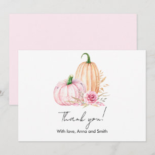 Watercolor Boho Pumpkin Babyshower  Thank You Card