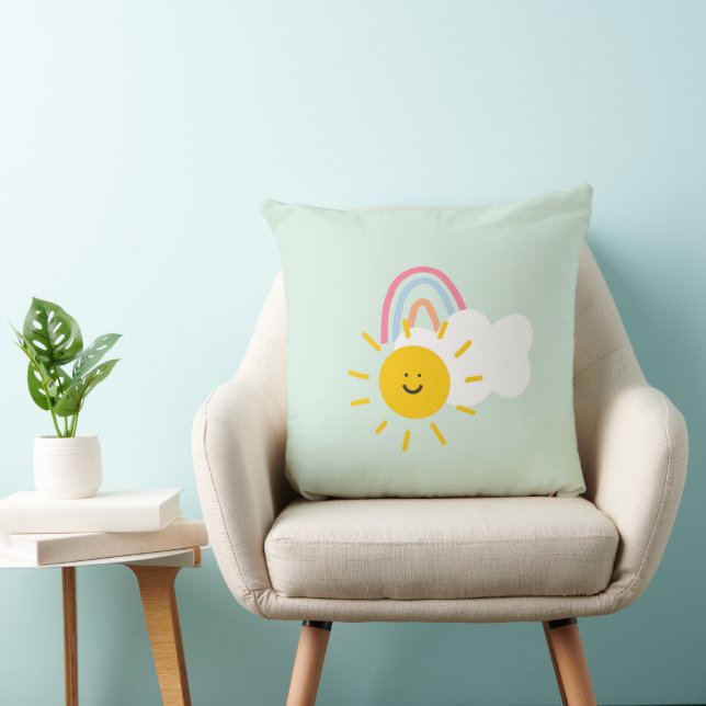 Watercolor Boho Rainbow and Sun  Cushion (Chair)