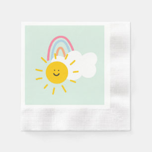 Watercolor Boho Rainbow and Sun  Napkin