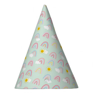 Watercolor Boho Rainbow and Sun  Party Hat