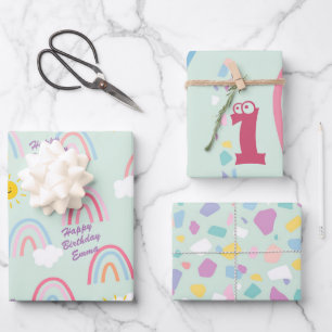 Watercolor Boho Rainbow and Sun  Wrapping Paper Sheet