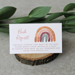 Watercolor Boho Rainbow Baby Shower Book Request   Enclosure Card