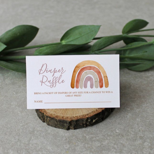 Watercolor Boho Rainbow Baby Shower Diaper Raffle  Enclosure Card (Creator Uploaded)