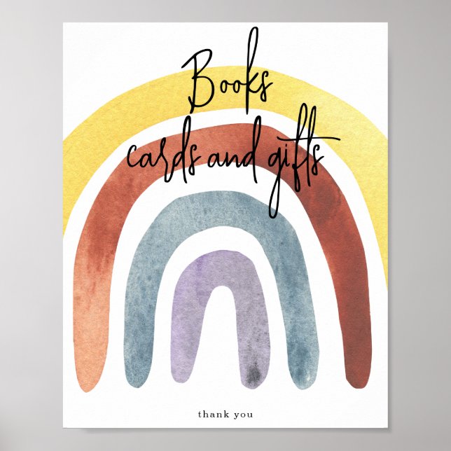 Watercolor Boho Rainbow Books cards and gifts Poster (Front)
