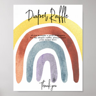 Watercolor Boho Rainbow Diaper Raffle game Poster