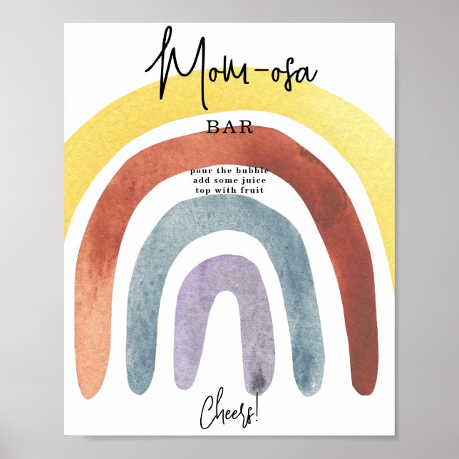 Watercolor Boho Rainbow mum-osa bar Poster (Front)