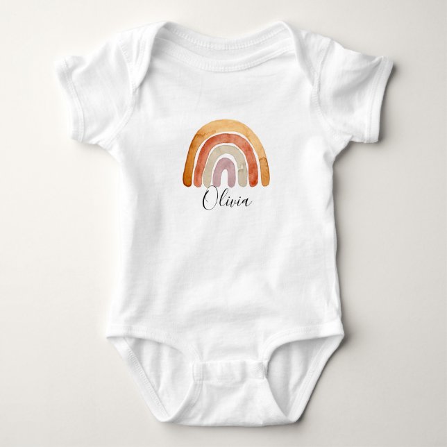 Watercolor Boho Rainbow Name  Baby Bodysuit (Front)