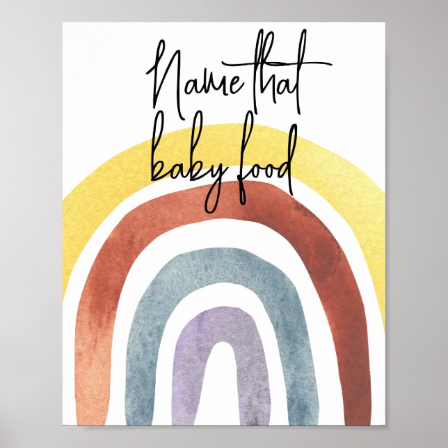 Watercolor Boho Rainbow - name that baby food Poster (Front)
