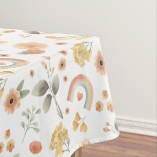 Watercolor Boho Rainbow Pattern  Tablecloth