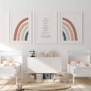 Watercolor boho rainbow set of 3 bible verse print
