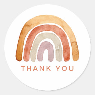 Watercolor Boho Rainbow Thank You  Classic Round Sticker