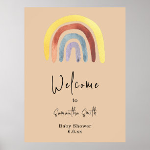 Watercolor boho rainbow Welcome  Poster