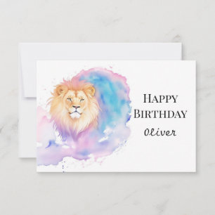 Watercolor Boho Roar Lion Birthday Card