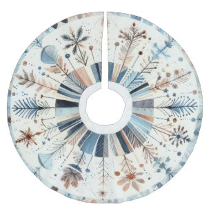 Watercolor Boho Rustic Christmas Holiday Brushed Polyester Tree Skirt