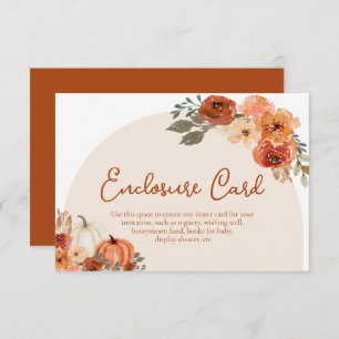 Watercolor Boho Rustic Fall Pumpkin Wedding Enclosure Card