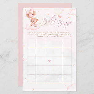 Watercolor Boho Teddy Bear Baby Shower Bingo Game
