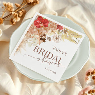 Watercolor Boho Terracotta Bridal Shower Napkins