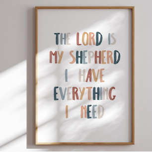 Watercolor boho The lord is my shepherd poster