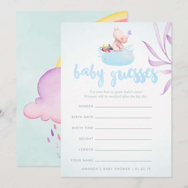 Watercolor Boho Tribal Baby Shower Guesses Game Invitation (Front/Back)