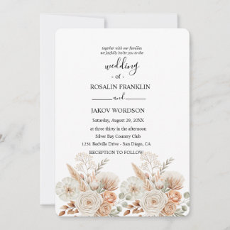 watercolor boho wedding Invitation