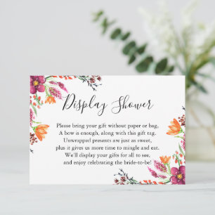 Watercolor Boho Wild Flowers Display Bridal Shower Enclosure Card