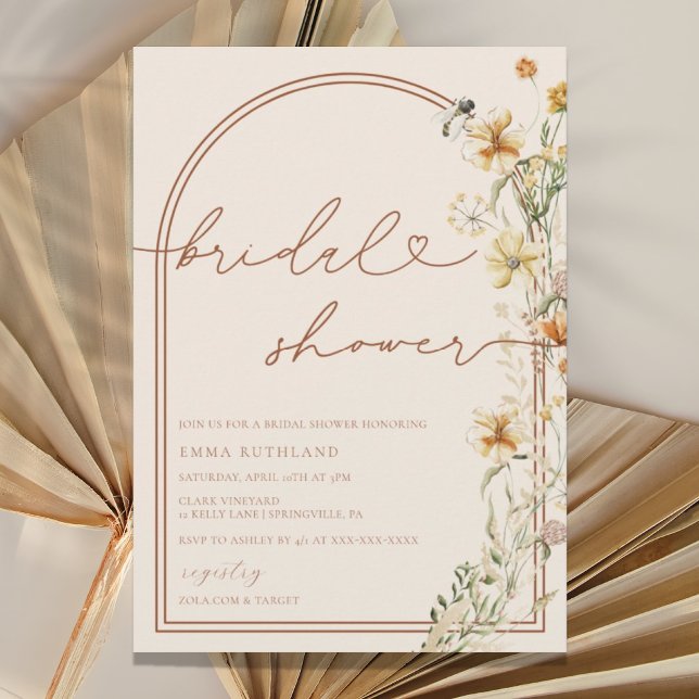 Watercolor Boho Wildflowers Bridal Shower Invitation (Creator Uploaded)
