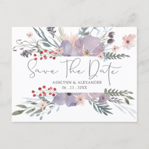 Watercolor Boho Wildflowers SAVE THE DATE Postcard