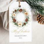 Watercolor Boho Wreath Christmas Gift Tags<br><div class="desc">Capture the spirit of the holidays with our exquisite Watercolor Boho Wreath Christmas Gift Tags . Handcrafted with care,  this stunning Gift Tag is a festive masterpiece,  blending the charm of traditional watercolor artistry with the timeless allure of seasonal splendour.</div>