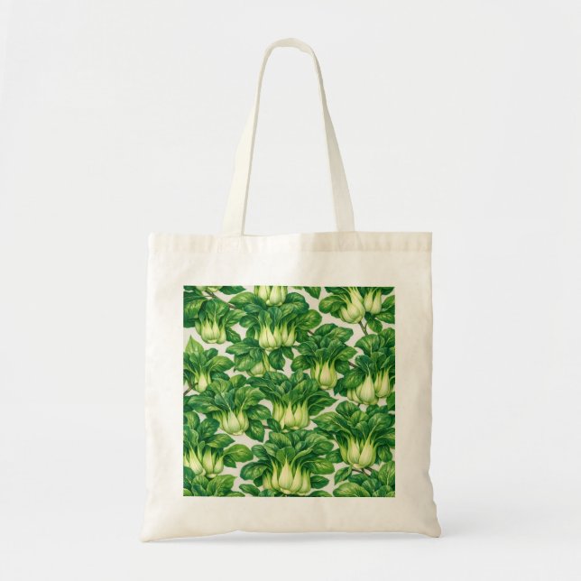 Watercolor Bok Choy Botanical Vegetable Pattern Tote Bag (Front)