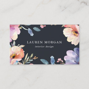 Watercolor Bold Floral Elegant Business Card